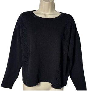 Premise Women’s Black Boxy Sweater With Embroidered Design Size M
